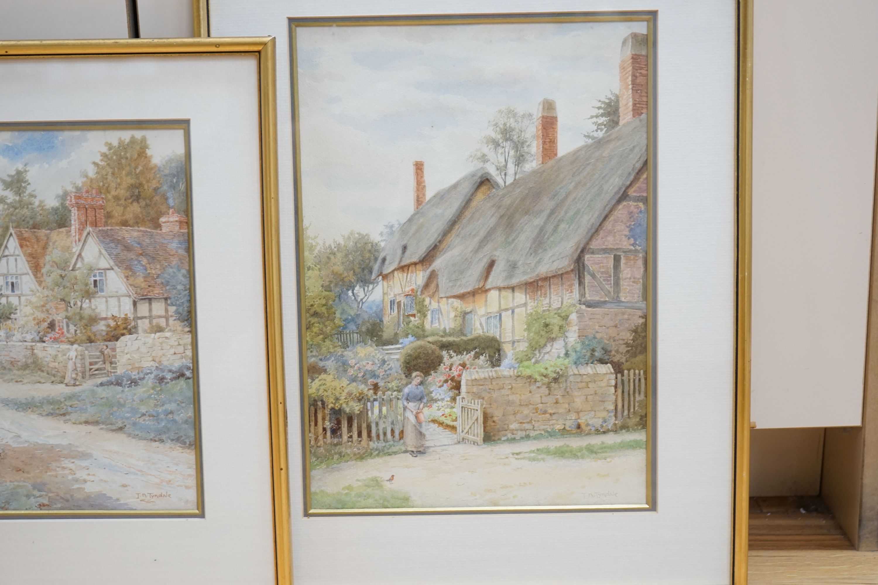 Thomas Nicholson Tyndale (1860-1930), three watercolours, 'Near Stourbridge, Worcestershire', 'Anne Hathaway's Cottage' and 'Astley Town', signed, largest 32 x 23cm